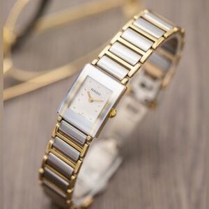Rado Integral Jubile R20383142 DiaStar Quartz Silver Dial Ceramic Gold Plated